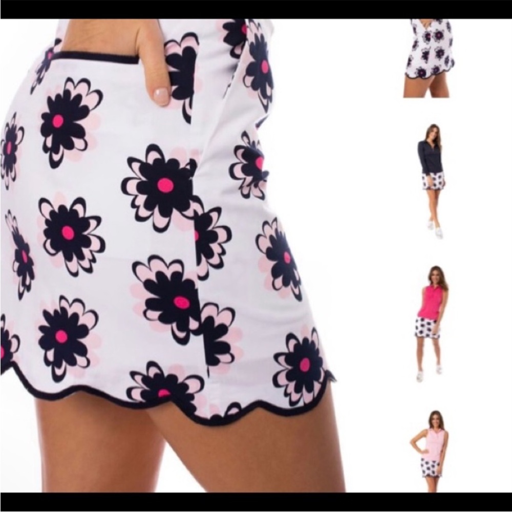 Golftini White Floral Scalloped Skort Snow Cone Brand New With Tags Size 14L - Picture 2 of 11
